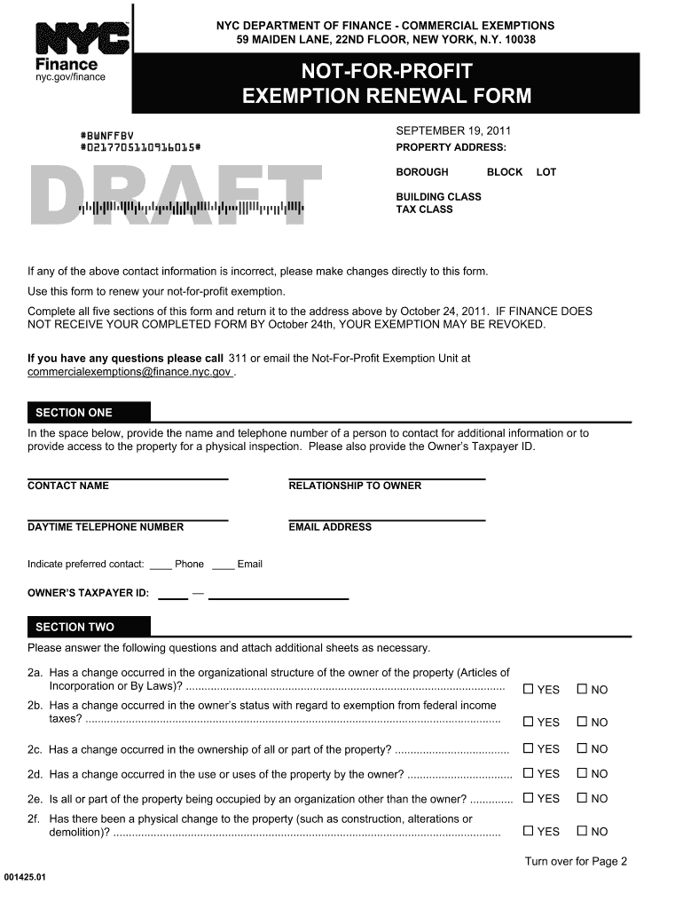 Nyc Gov Commercial Exemptions Renewal  Form