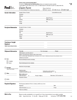 Fedex Com Claimsonline  Form