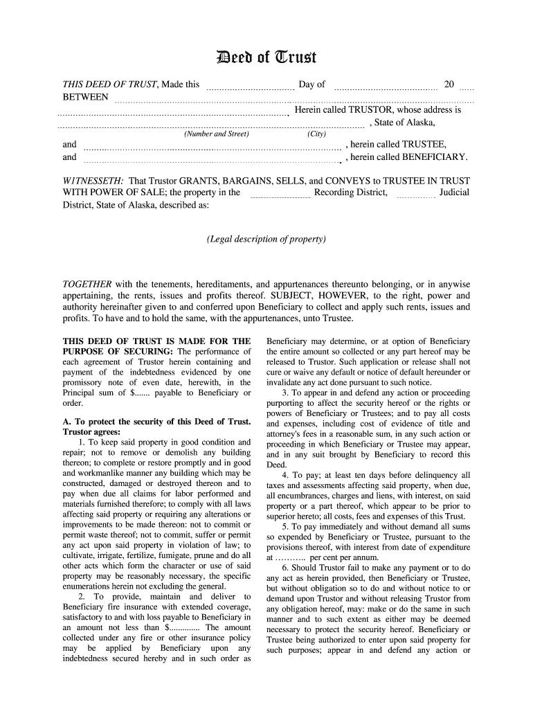 Blank Deed of Trust Form