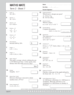 Maths Mate 7 Answers PDF  Form