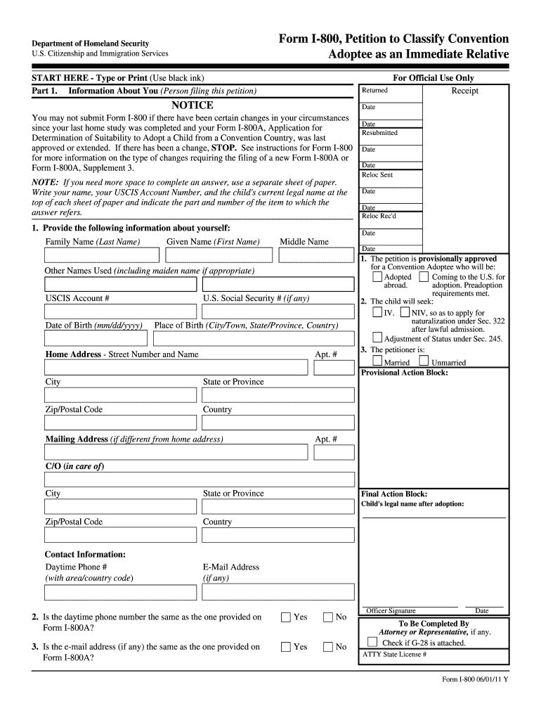  Form I 800 2011