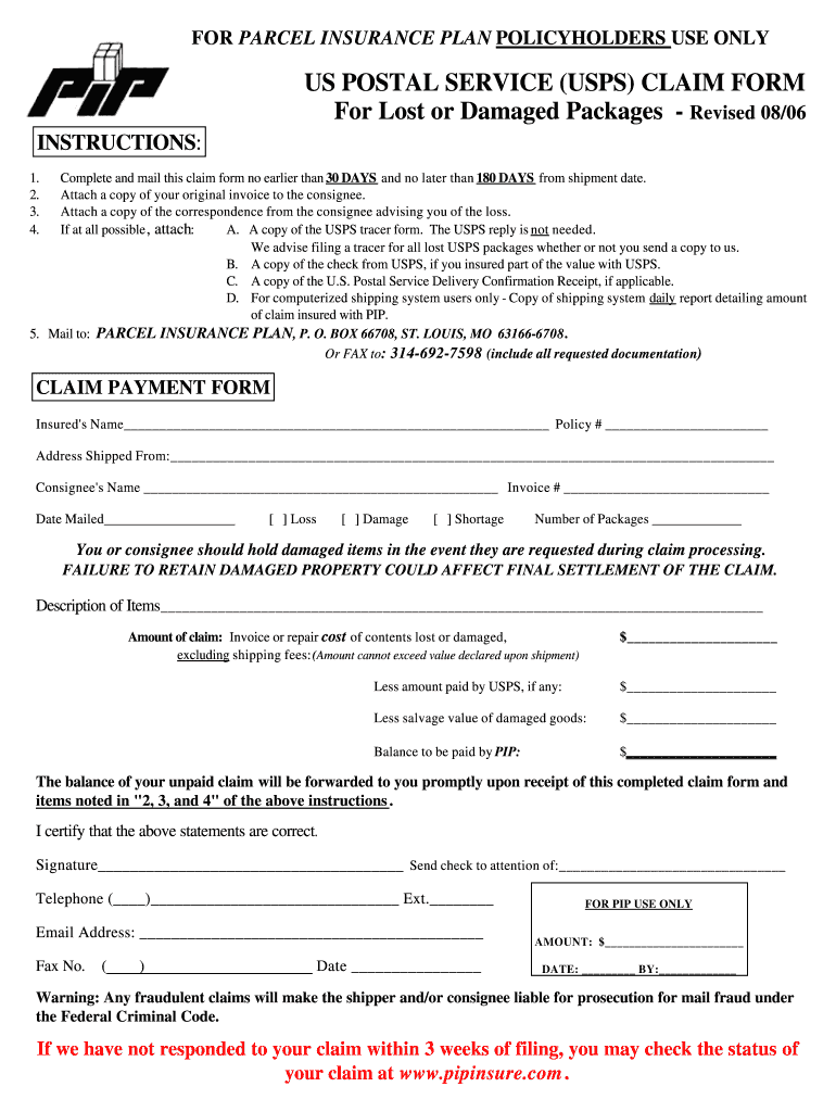 Get and Sign Post Office Package Claim 2006-2022 Form