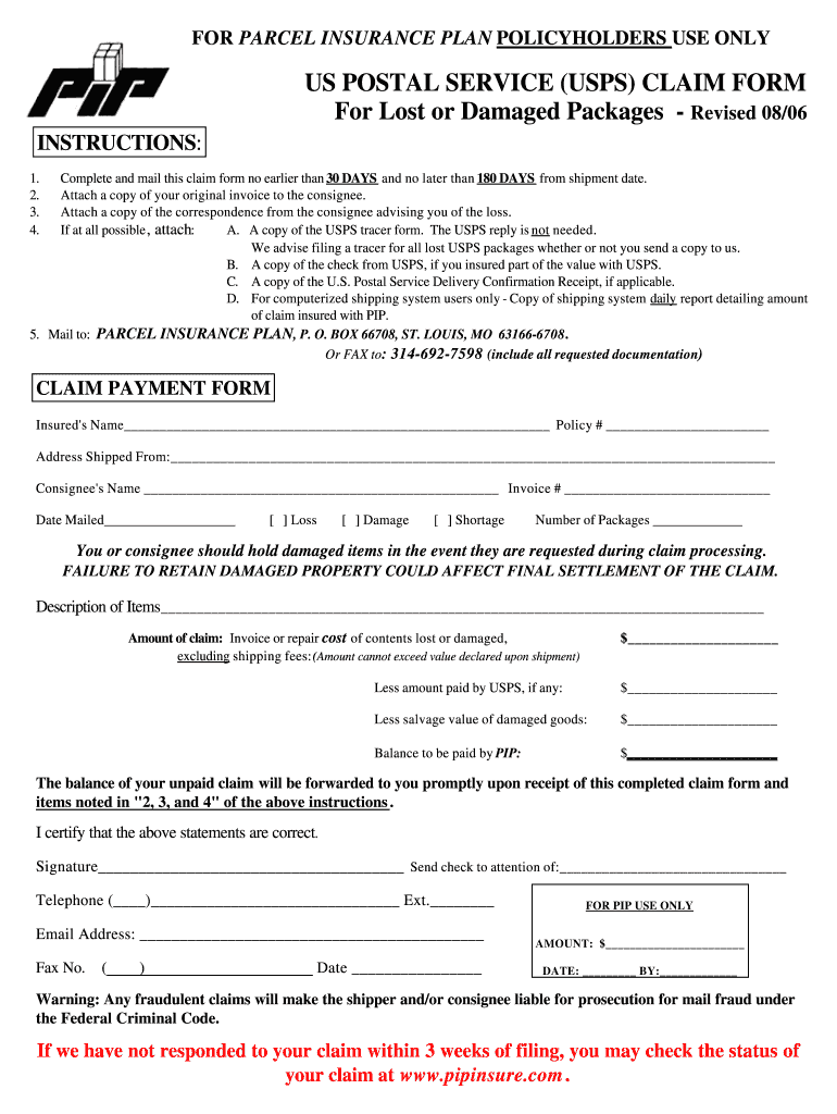  Post Office Package Claim 2006-2024