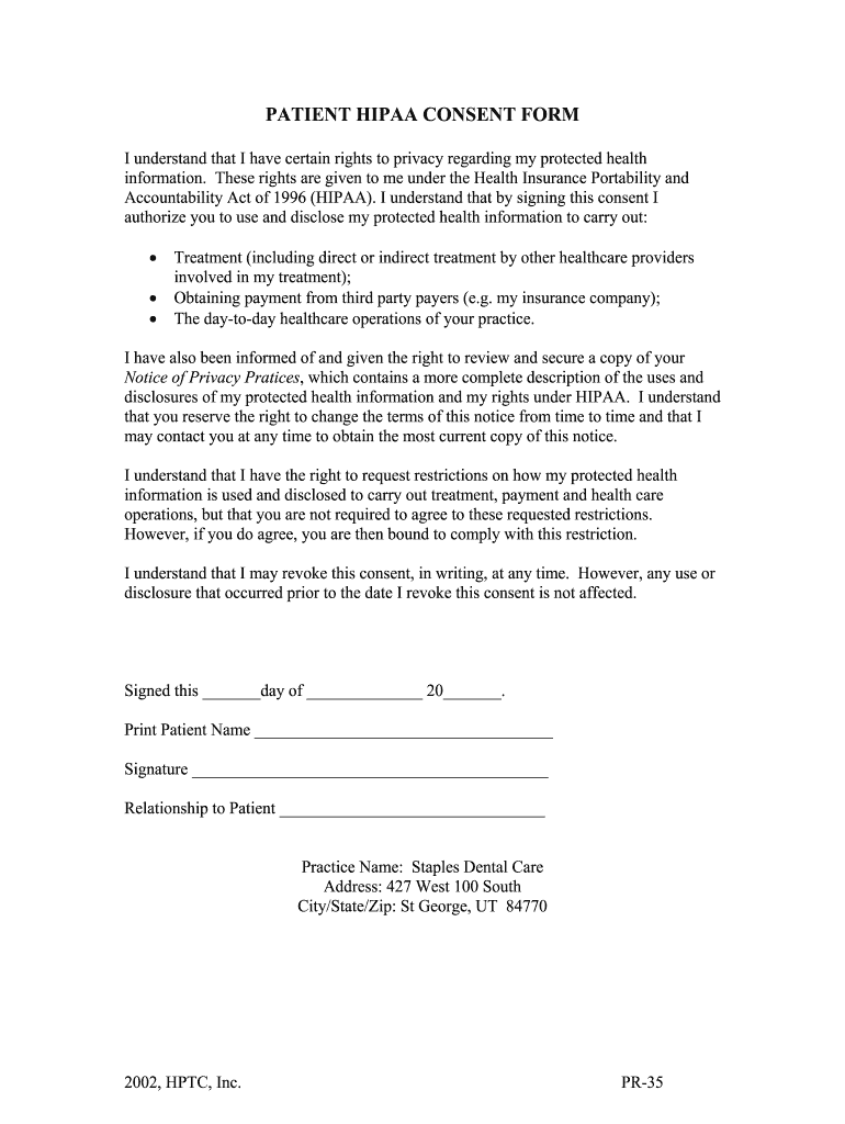  HIPAA Form PDF Printable 2002-2024