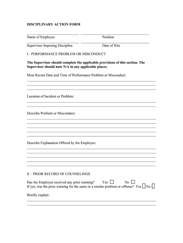 Get and Sign Employee Discipline Form 