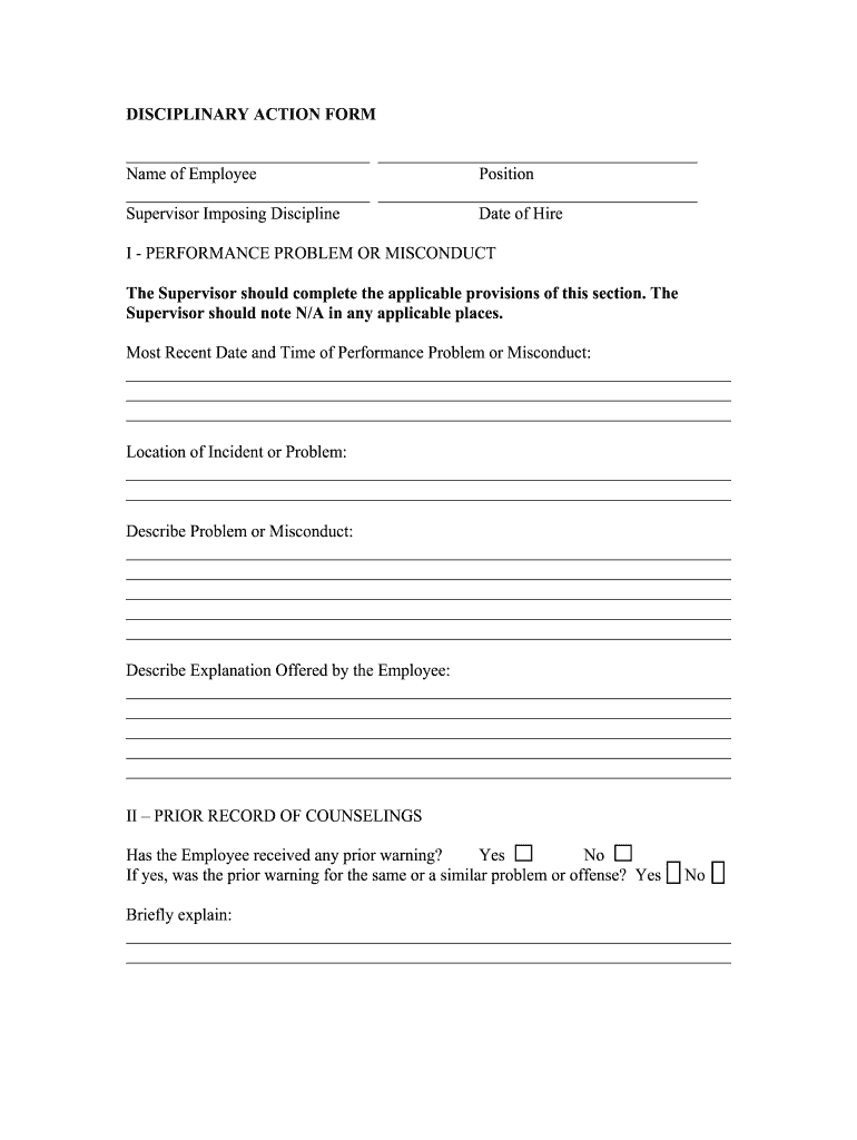 Employee Discipline Form