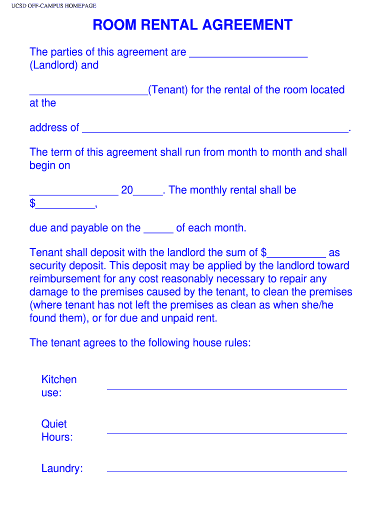 Room Rental Agreement Template Fill Out And Sign Printable Pdf Template Signnow