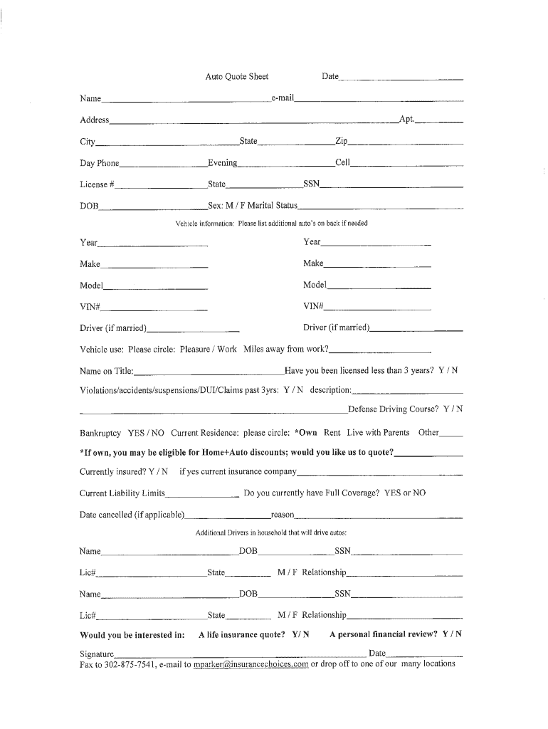 Auto and Hownowners Fillable Downloads  Form