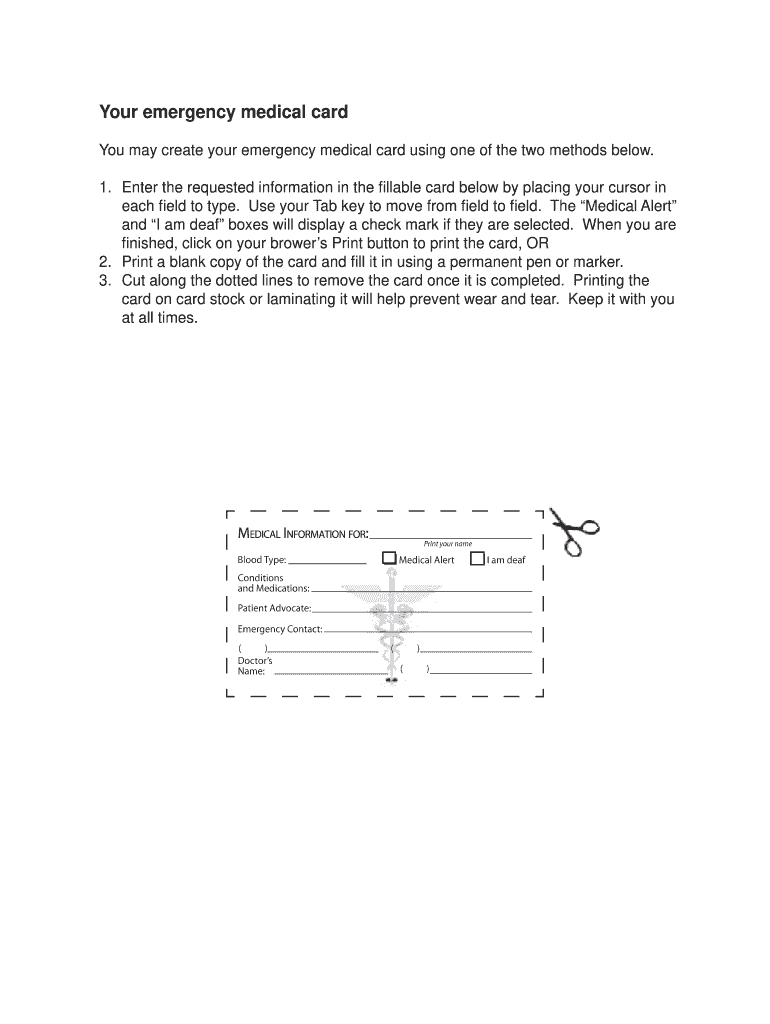 Medical ID Card Online  Form