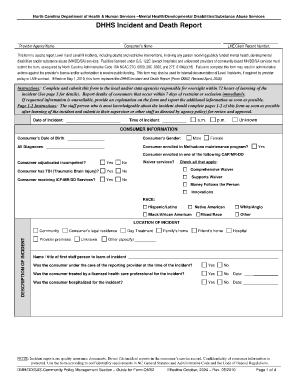 Nc Iris Death and Incident Forms