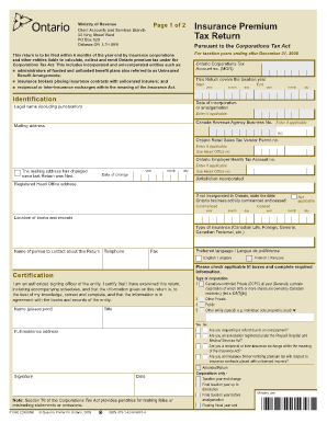 Ontario Insurance Premium Tax Guide  Form