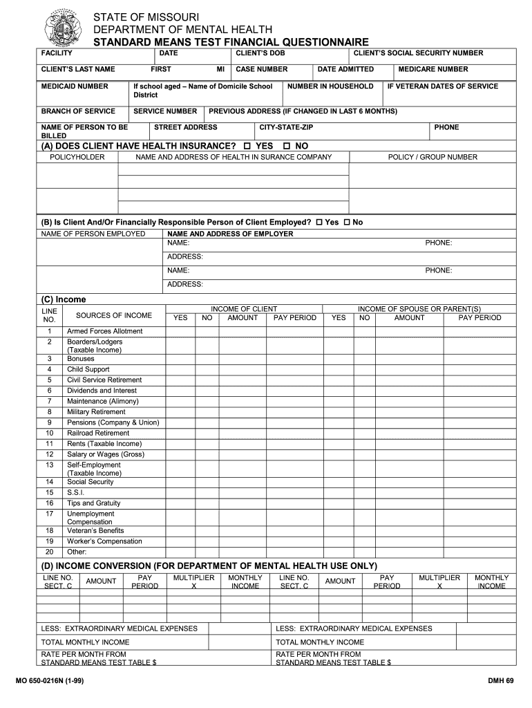 Standard Means Test  Form