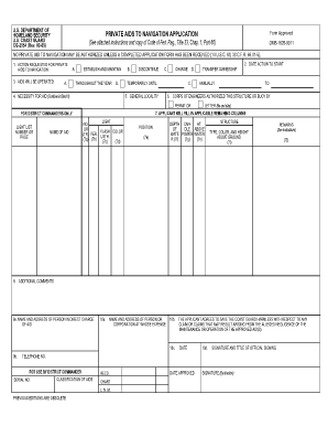 PRIVATE AIDS to NAVIGATION APPLICATION U S Coast Guard Uscg  Form