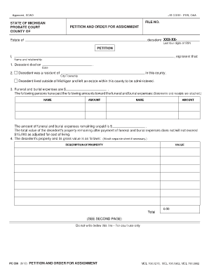 Numerical Index of Approved Probate Court Forms Michigan