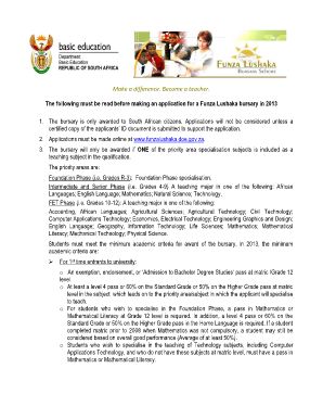 Funza Lushaka Bursary Application Form PDF Download