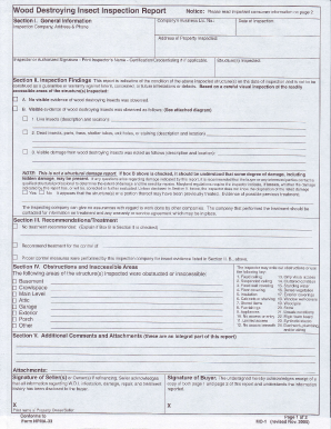 Wood Destroying Insect Inspection Report Comcast Net Home Comcast  Form