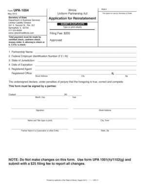  Illinois Upa 1004 Form 2012