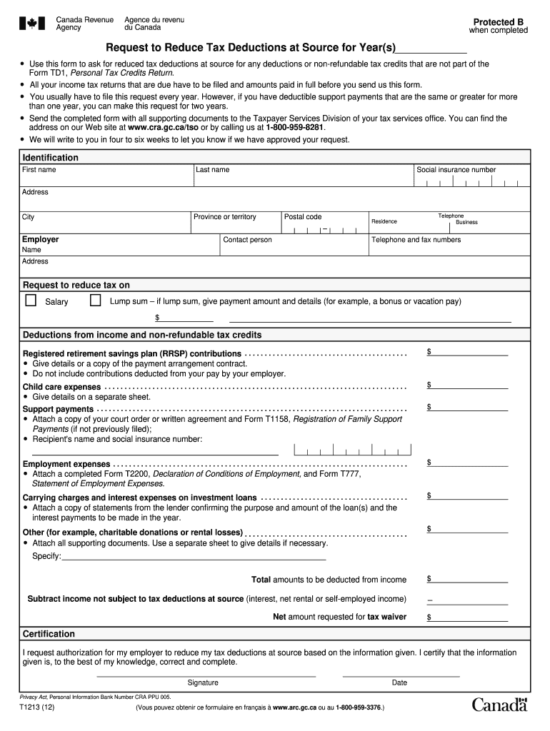  T1213 Form 2012