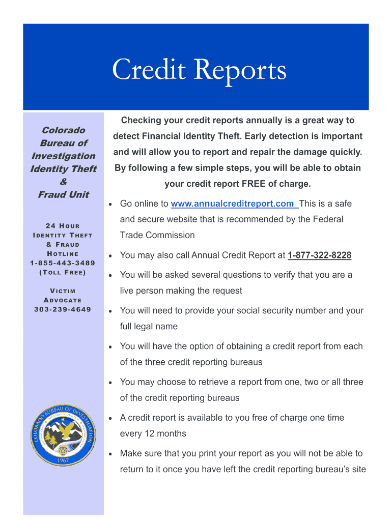 Credit Reports Colorado  Form