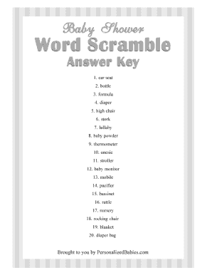 Baby Word Scramble Answers  Form