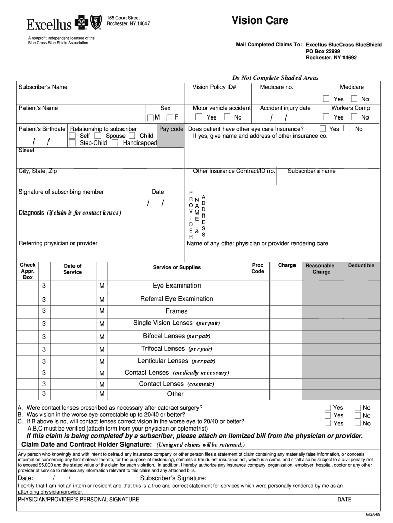 Excellus Claim Form