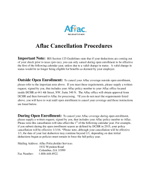 Aflac Cancellation Form