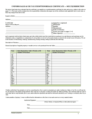 Multi Jurisdiction Tax Exempt Form