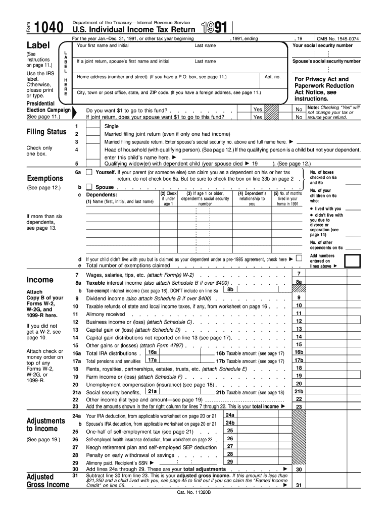 1991 1040 form