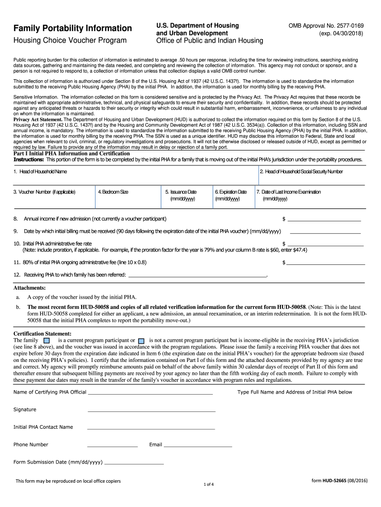  Hud Form 52665 2016-2024