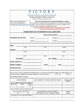 Employment Victory Casino Cruises  Form