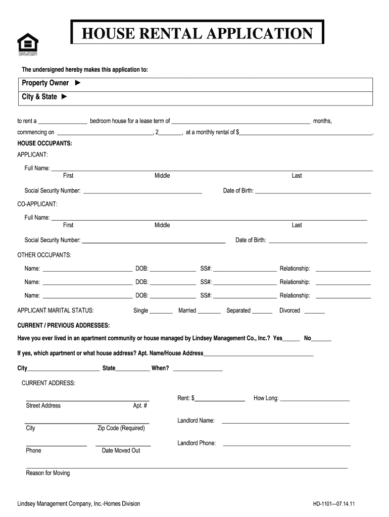  Rental House Personal Information Forms 2011-2024