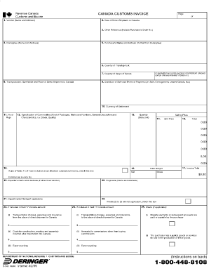 Canada Customs Invoice Fillable Form