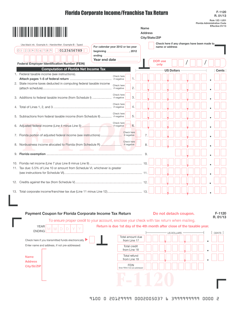  Florida F 1120 Form 2020