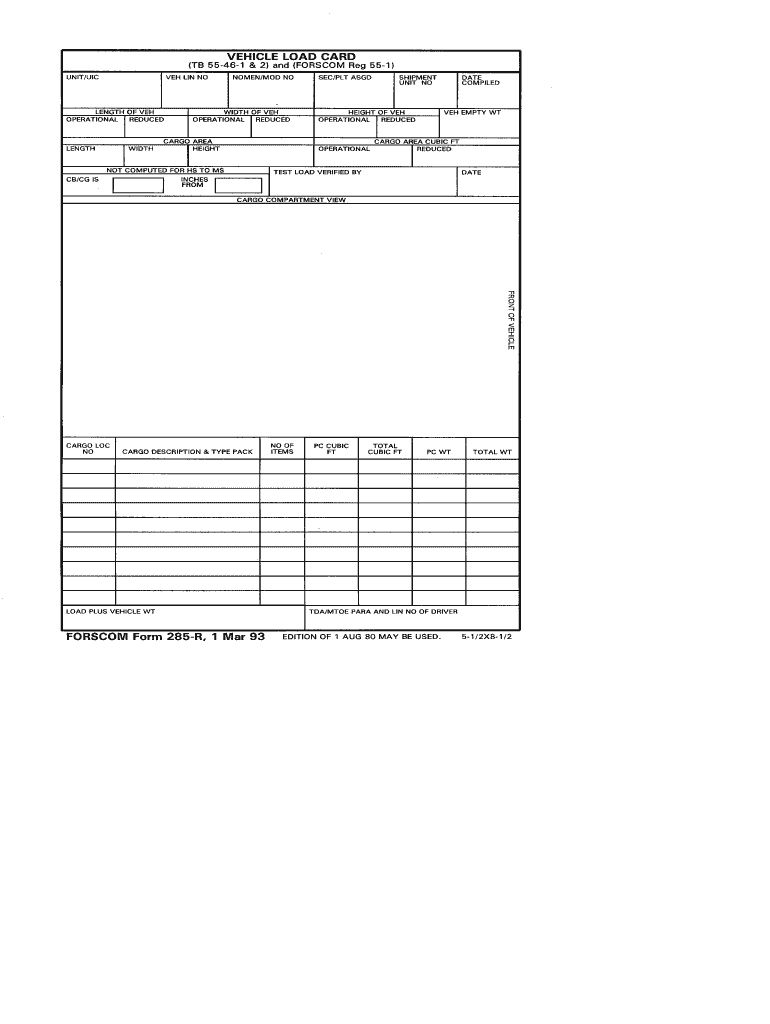  Forscom Form 285 R 1993-2024