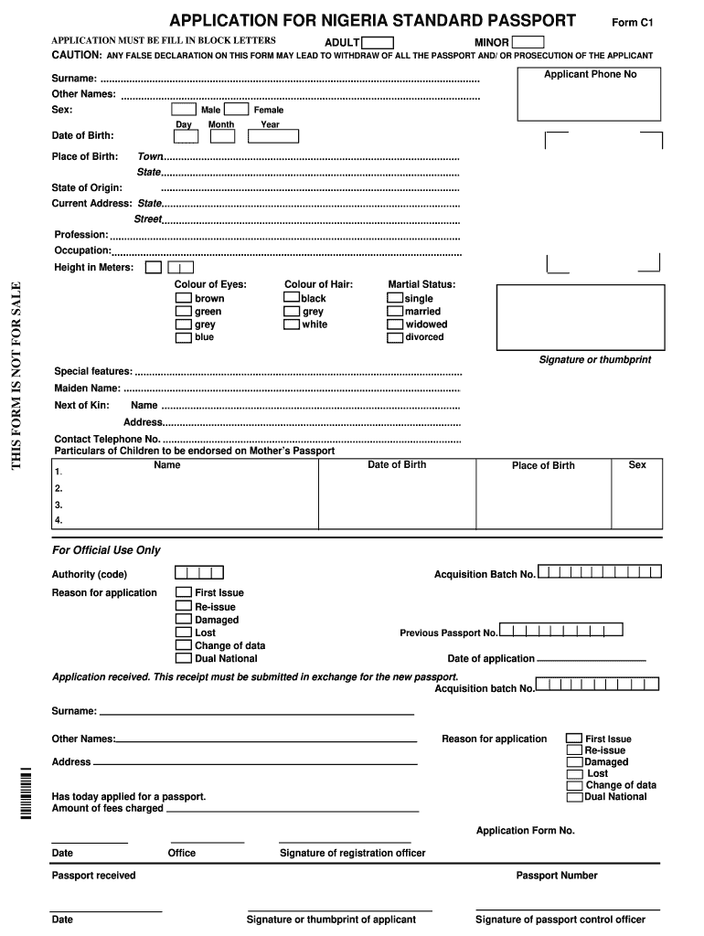 Nigerian Passport Application Form PDF