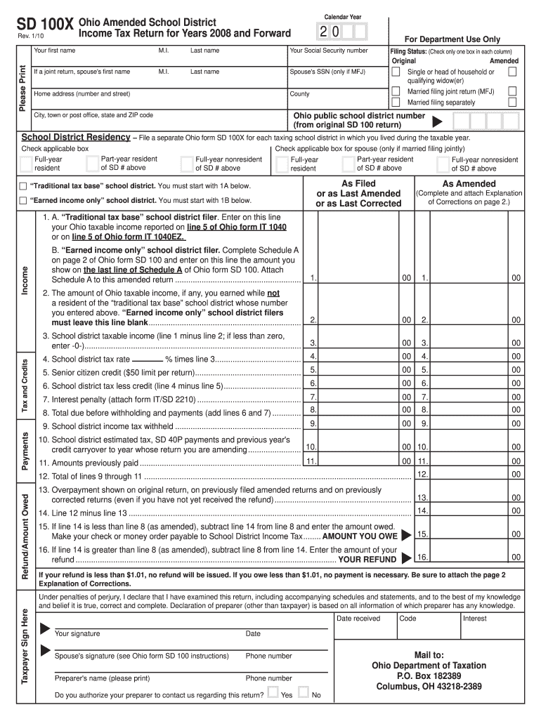 Get and Sign How to Fill Out Sd100x  Form 2010