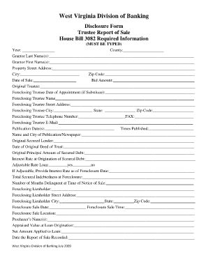 West Virginia Division of Banking Disclosure Form