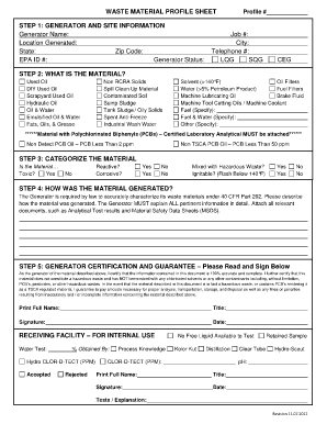 Waste Profile Sheet  Form