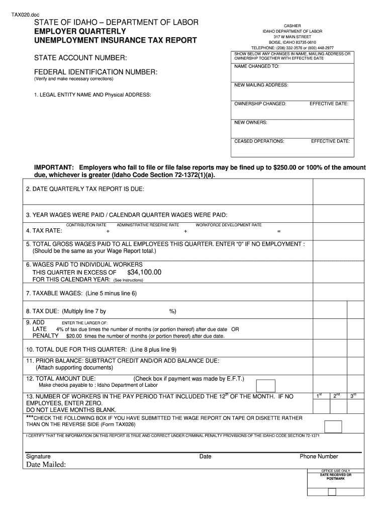 Idaho Quarterly  Form