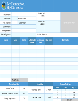 LHHS Reportcard  Form