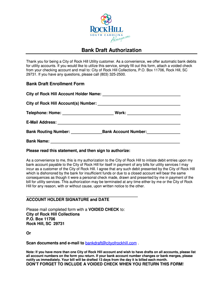 1003 Bank Draft Authorization DOC  Form