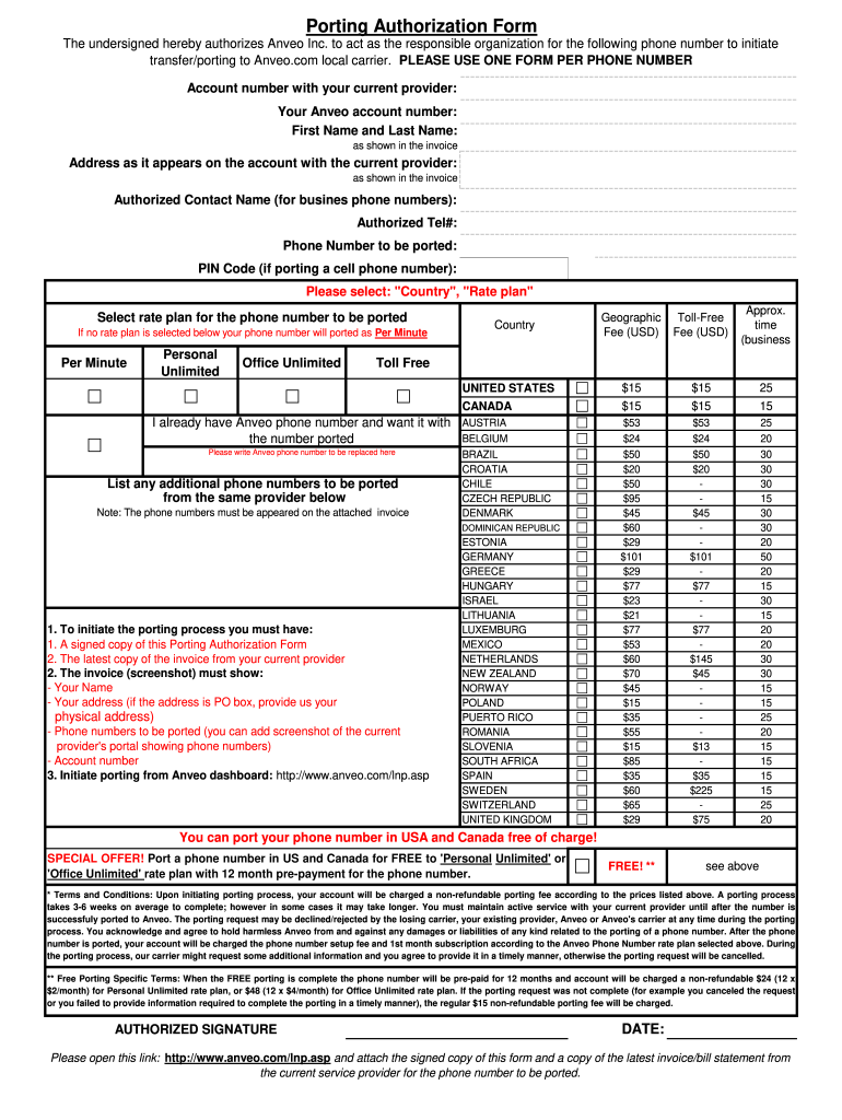 Porting Form