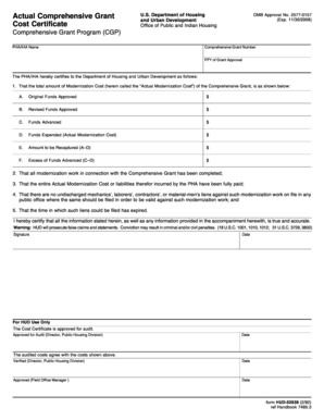 Hud Cost Certification  Form