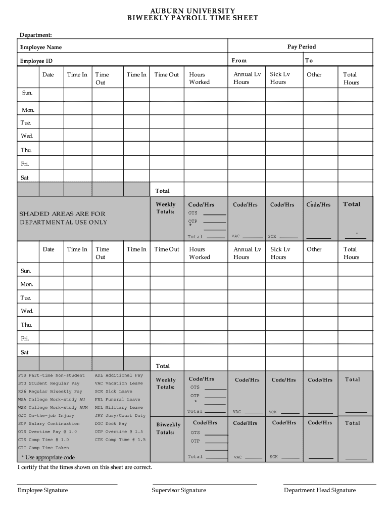 Time in Time Out Sheet  Form