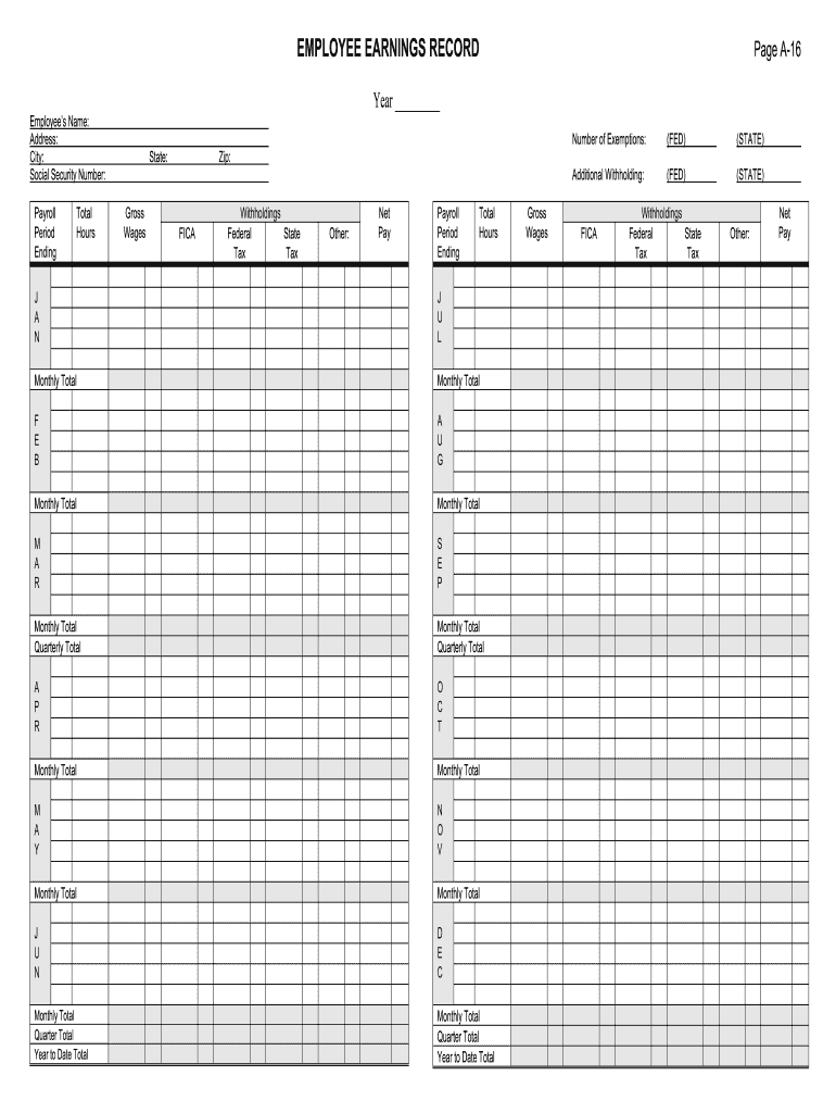 Employee Earnings Form