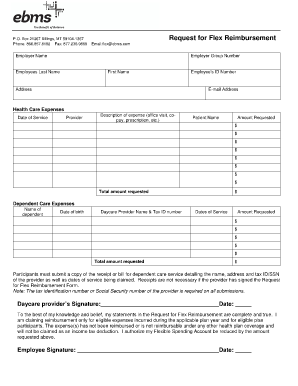 Flex Reimbursement Form EBMS