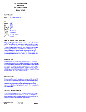 Construction Basis of Estimate Project Samples Form