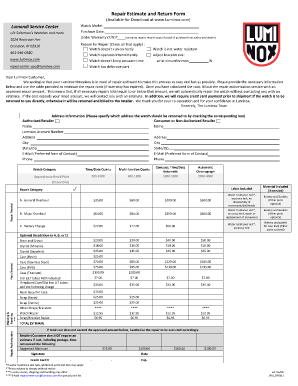 Luminox Repair Cost  Form