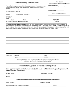 Carroll County Public Schools Service Learning Form