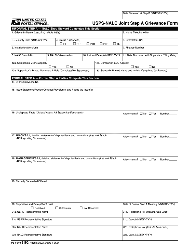 Nalc Grievance Template  Form